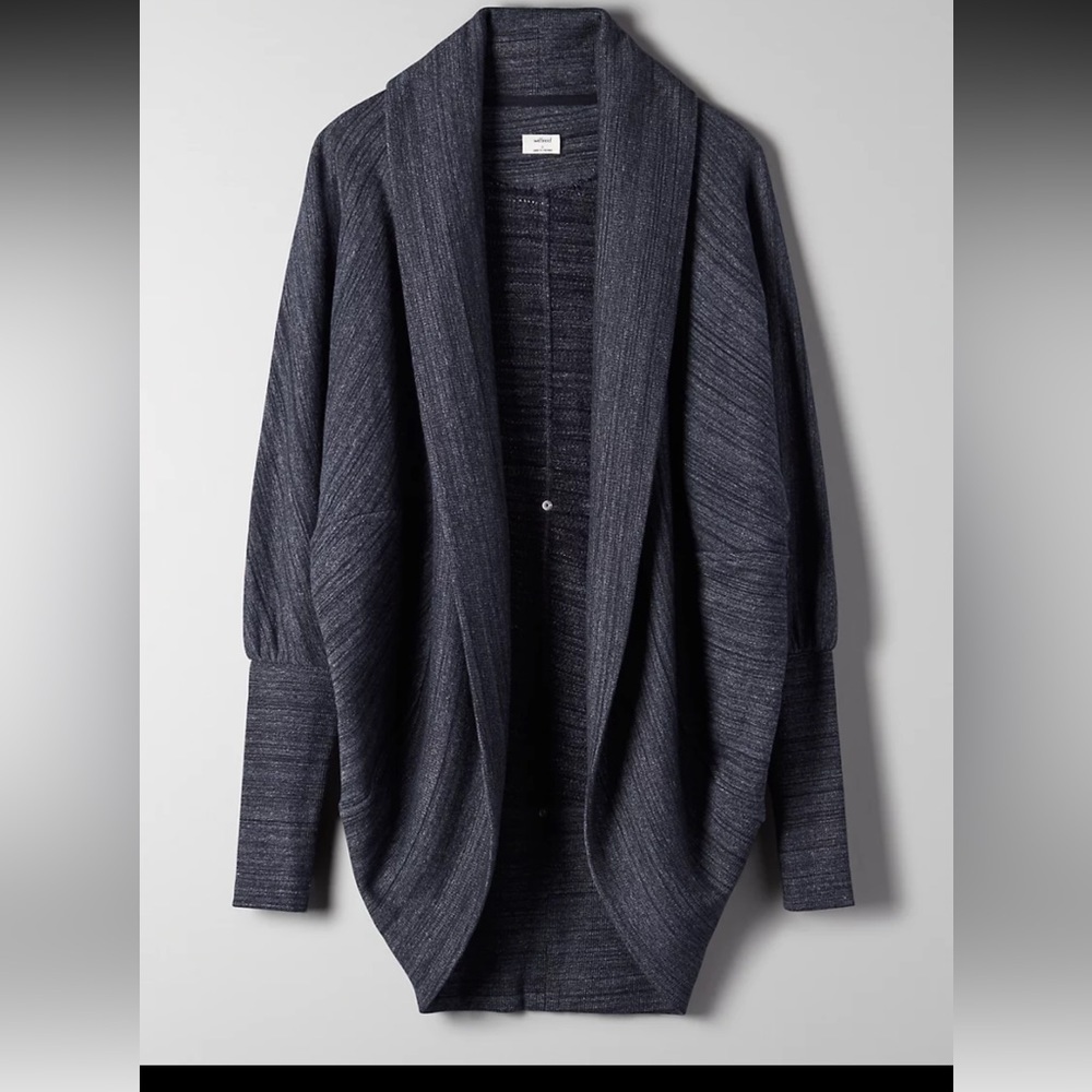 Aritzia Wilfred Diderot Cocoon Open Front Cardigan Sweater Gray